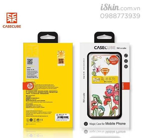 Ốp lưng Iphone 6/6s Casecube silicon dẻo, hoa văn, viền rose gold (vàng hồng)