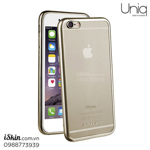 Ốp Lưng Iphone 6/6s Plus Uniq Glacier Max - CH Singapore - Silicon dẻo viền benzel Gold, Silver