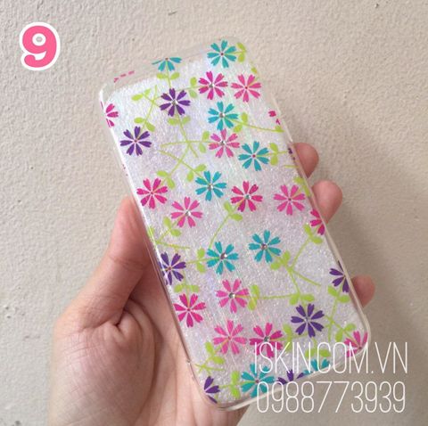 Ốp lưng Iphone 6/6s Silicon dẻo trong ánh 7 màu hoạt hình Hoa văn đẹp dễ thương, Giá Rẻ TpHcm