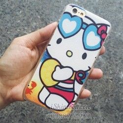 Ốp Lưng Iphone 6 Hello Kitty Dễ Thương Hoạt Hình Vân Da Cá Tính