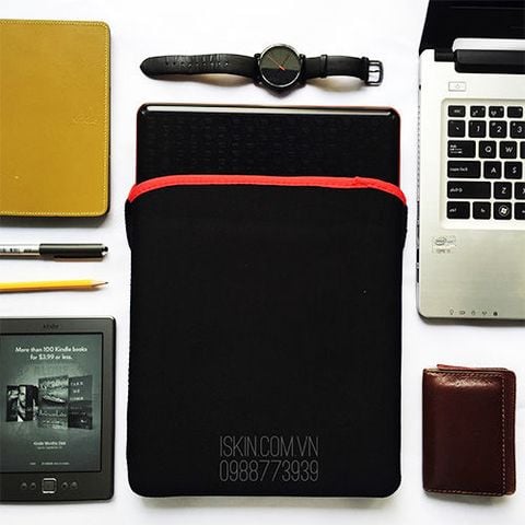 Túi chống sốc laptop 14" 14.4" 14.6" 14.1" viền đỏ, dạng đứng nhét dọc giá rẻ đẹp tốt TpHcm