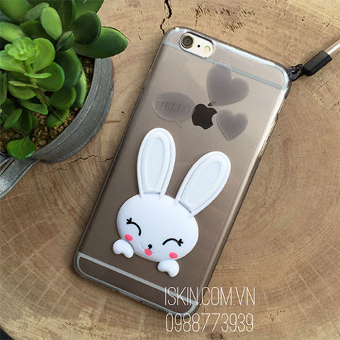Ốp lưng Iphone 6/6s Plus Thỏ Bunny dễ thương, có dây đeo, có chống máy