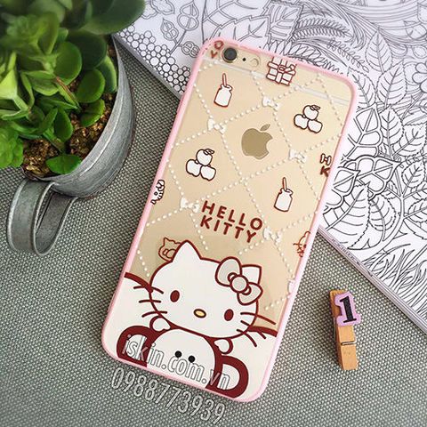 Ốp lưng Iphone 6/6s Hello Kitty, Doremon dễ thương - lưng trong không ố, viền dẻo, có nút che bụi