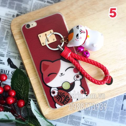Ốp lưng Iphone 6 6s dẻo Mèo Tài Lộc 2016, có iRing mèo leng keng