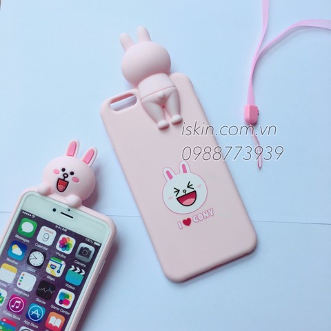 Ốp Lưng Iphone 6 6s Plus Gấu Brown, Thỏ Cony Nhô Đầu Silicon Dẻo Nổi