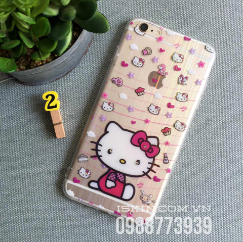 Ốp lưng Iphone 6/6s Mèo Hello Kitty đẹp dẻo trong ánh 7 màu dễ thương.