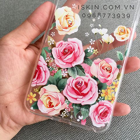 Ốp lưng Iphone 6/6s Kingxbar dẻo trong, hoa văn đẹp, đá nổi, hoa văn đẹp dễ thương, hoạ tiết in công nghệ Uv Nhật Bản tạo hiệu ứng 3D. Giá rẻ ISkin Store TpHcm.