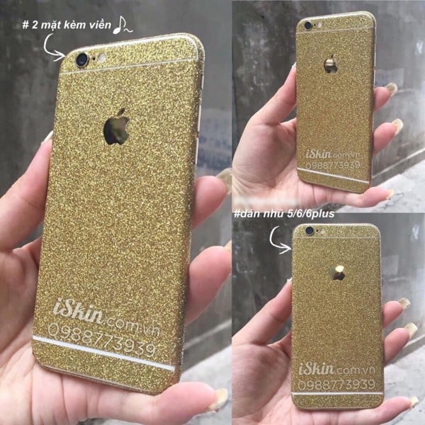 Miếng Dán Kim Tuyến Nhủ Iphone 6s Full Viền Lấp Lánh Gold