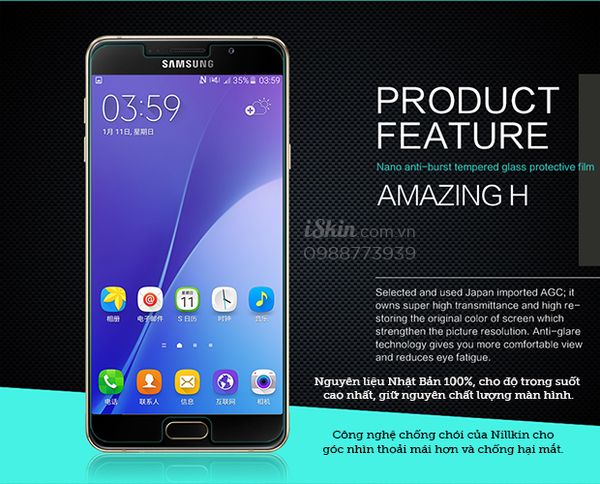 Miếng Dán Kính Cường Lực Samsung Galaxy A7 2016 Amazing H Nillkin cao cấp