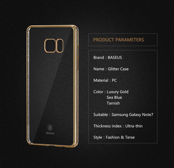 Ốp Lưng Samsung Galaxy Note 7 Baseus Glitter Case Trong Cứng Viền Xi Không Ố Vàng