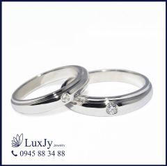 Nhẫn cưới vàng đính đá - W0012