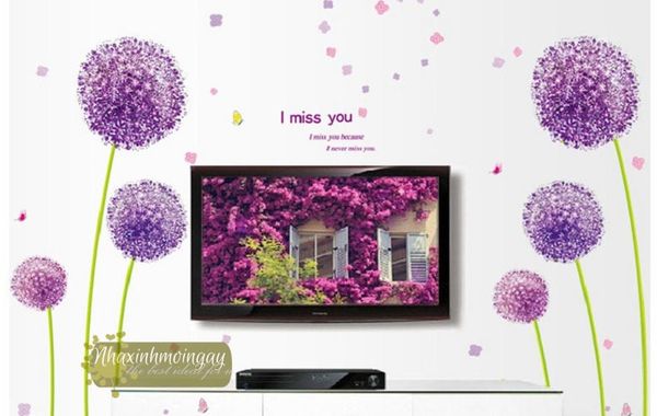 Decal bồ công anh tím