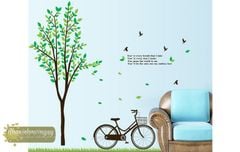 Decal cây xanh xe đạp
