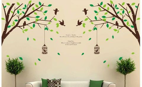 Decal cây xanh hai nhánh