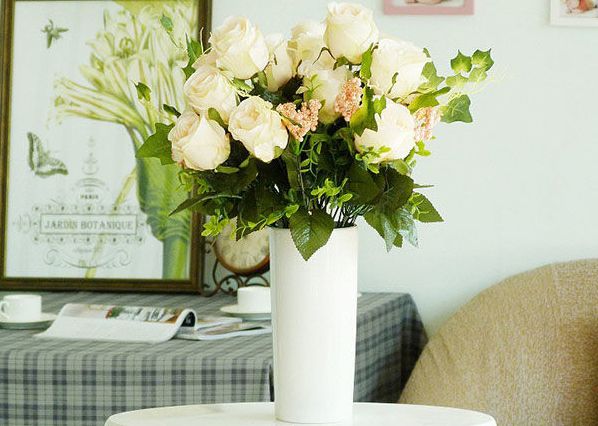 Bình sứ trắng trụ trơn cao