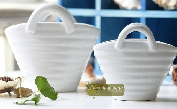 Chậu sứ giỏ sách